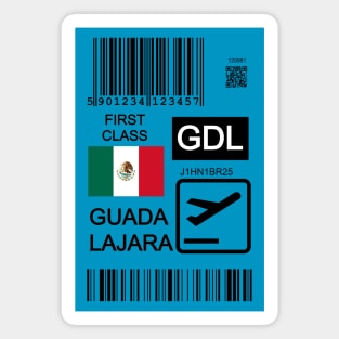 Guadalajara Mexico travel ticket Magnet